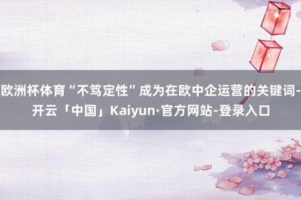欧洲杯体育“不笃定性”成为在欧中企运营的关键词-开云「中国」Kaiyun·官方网站-登录入口