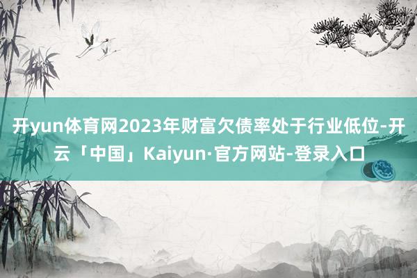 开yun体育网2023年财富欠债率处于行业低位-开云「中国」Kaiyun·官方网站-登录入口